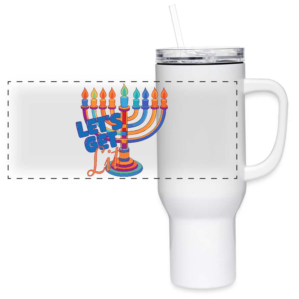 Let’s Get Lit Menorah 40 oz Travel Tumbler - white