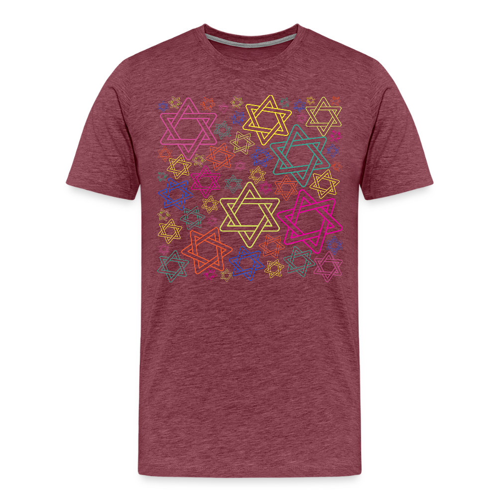 Neon Star of David Festival Men's Premium T-Shirt - heather burgundy