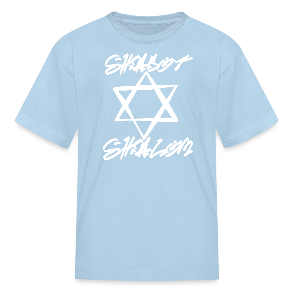 Shabbat Shalom Graffiti Light Star Kids' T-Shirt - powder blue
