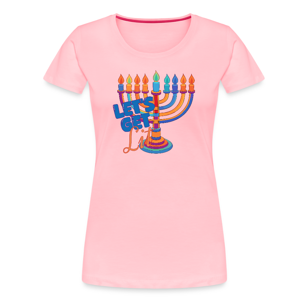 Let's Get Lit Menorah Women’s Premium T-Shirt - pink