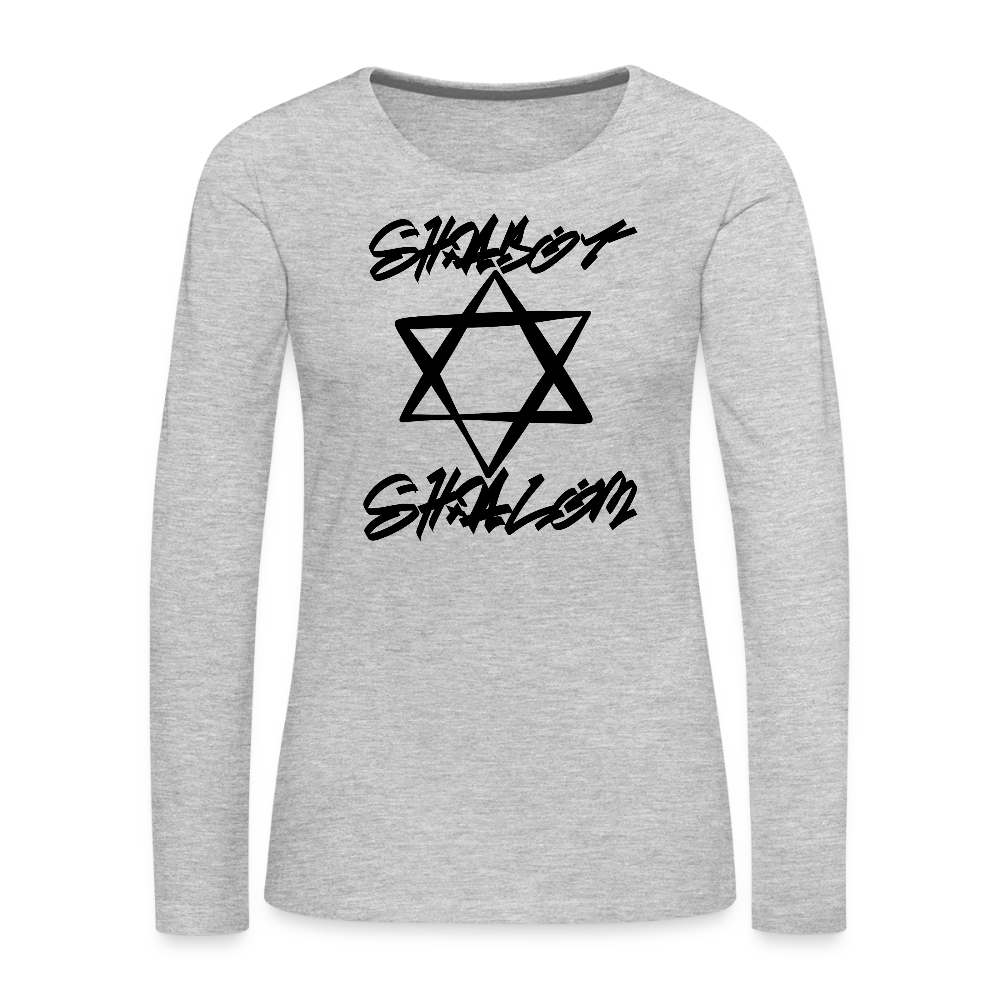 Shabbat Shalom Graffiti Star Women's Premium Long Sleeve T-Shirt - heather gray