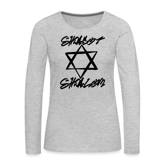 Shabbat Shalom Graffiti Star Women's Premium Long Sleeve T-Shirt - heather gray