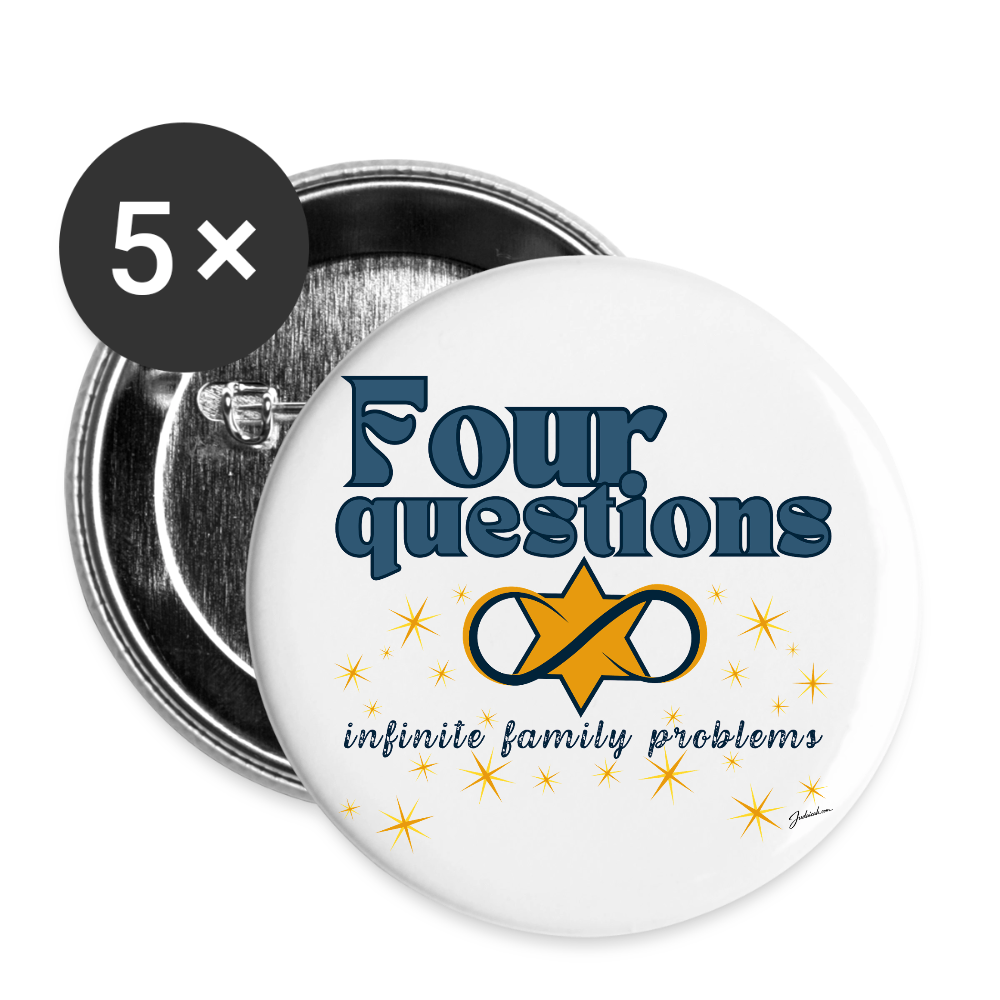 Four Questions Buttons large 2.2'' (5-pack) - white