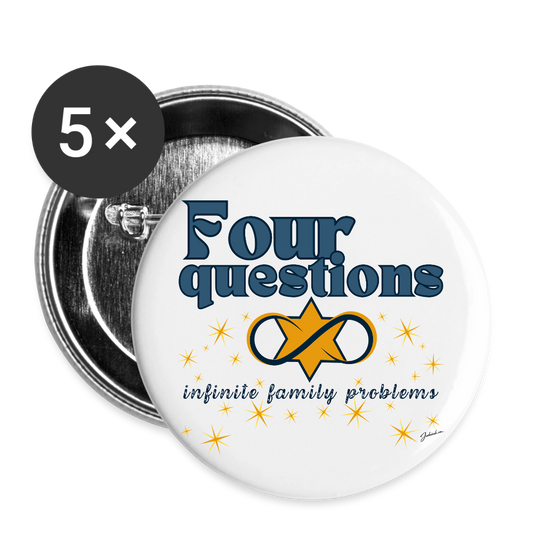 Four Questions Buttons large 2.2'' (5-pack) - white