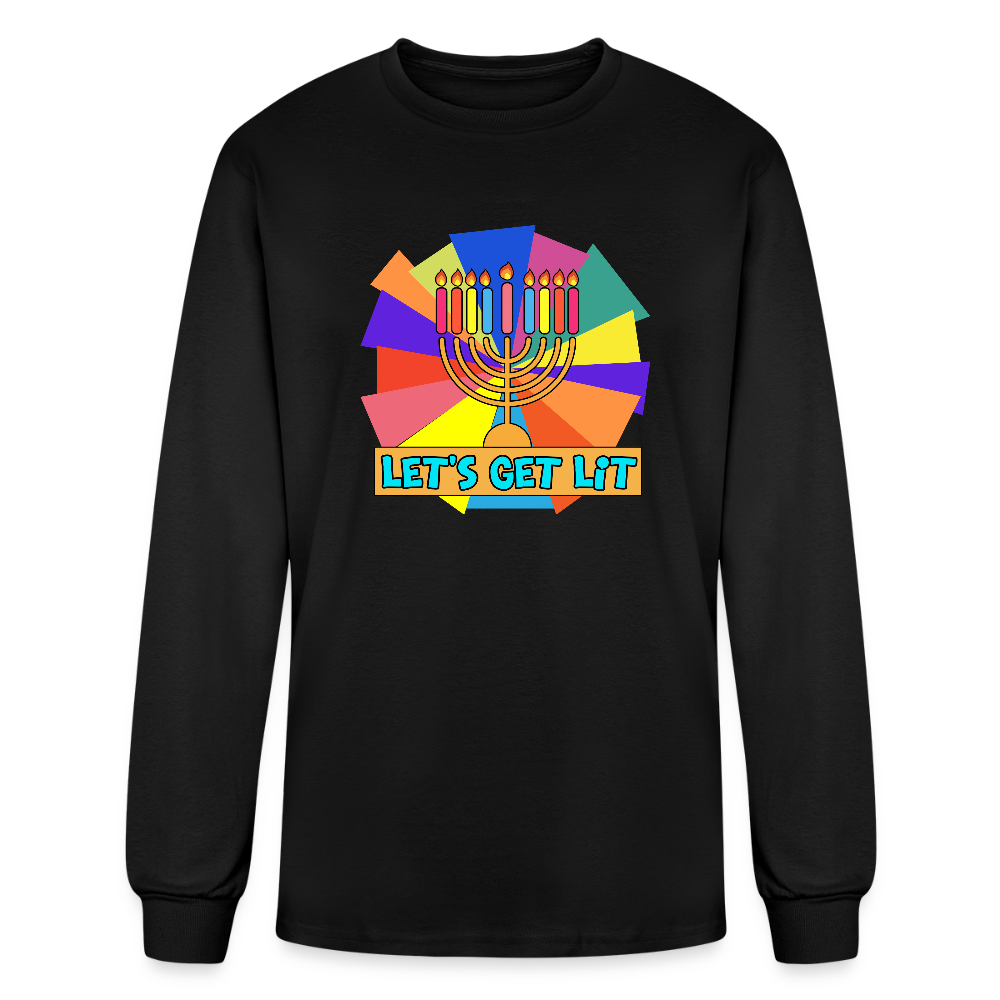Glow & Get Lit Chanukah Menorah Men's Long Sleeve T-Shirt - black