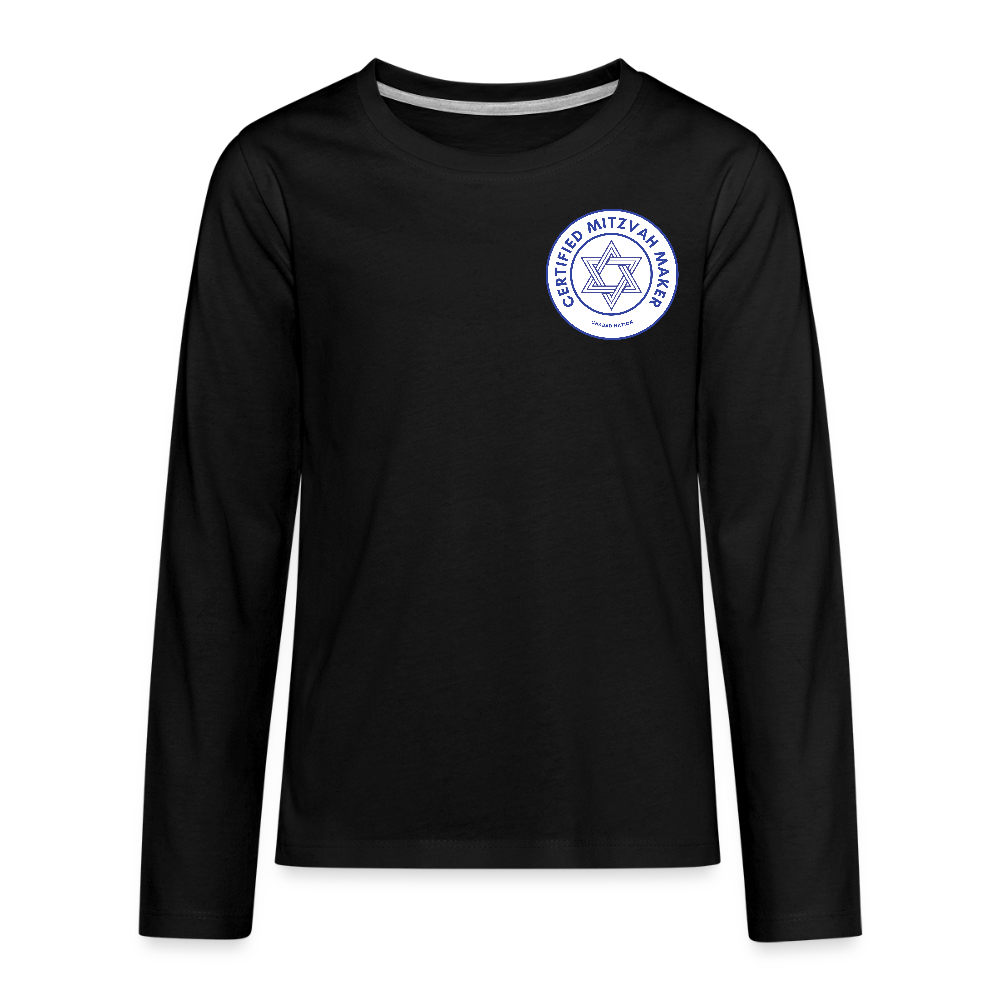 Certified Mitzvah Maker Badge Kids' Premium Long Sleeve T-Shirt - black