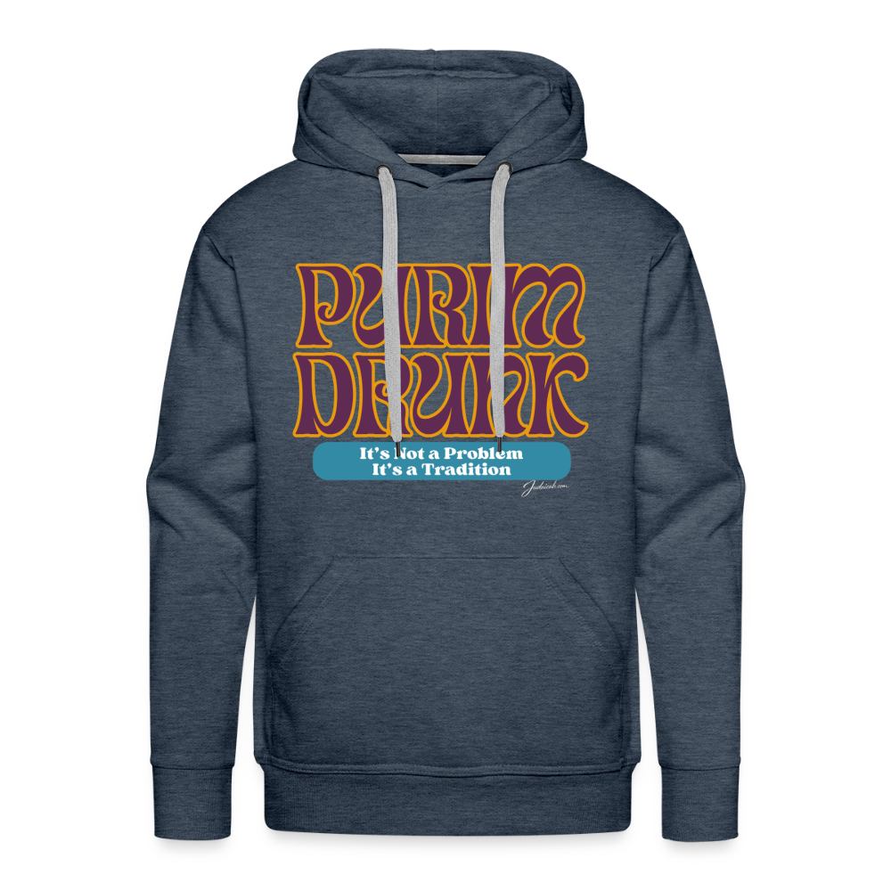 Purim Drunk Men’s Premium Hoodie - heather denim