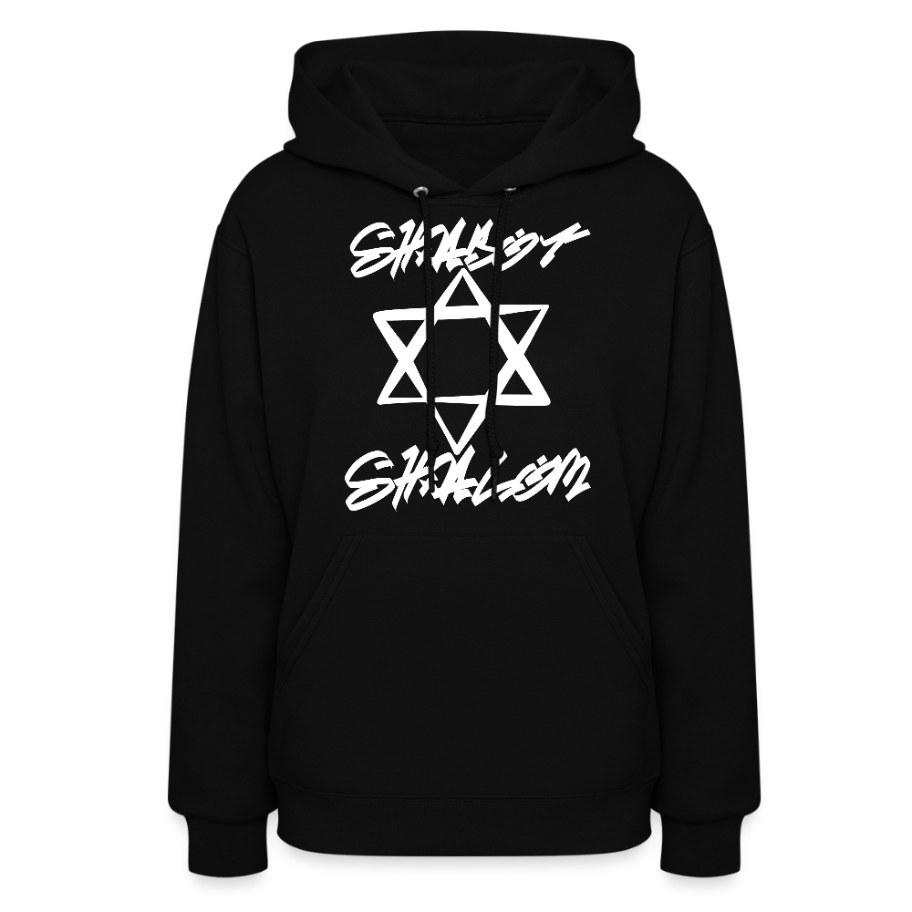 Shabbat Shalom Graffiti Light Star Women's Hoodie - black