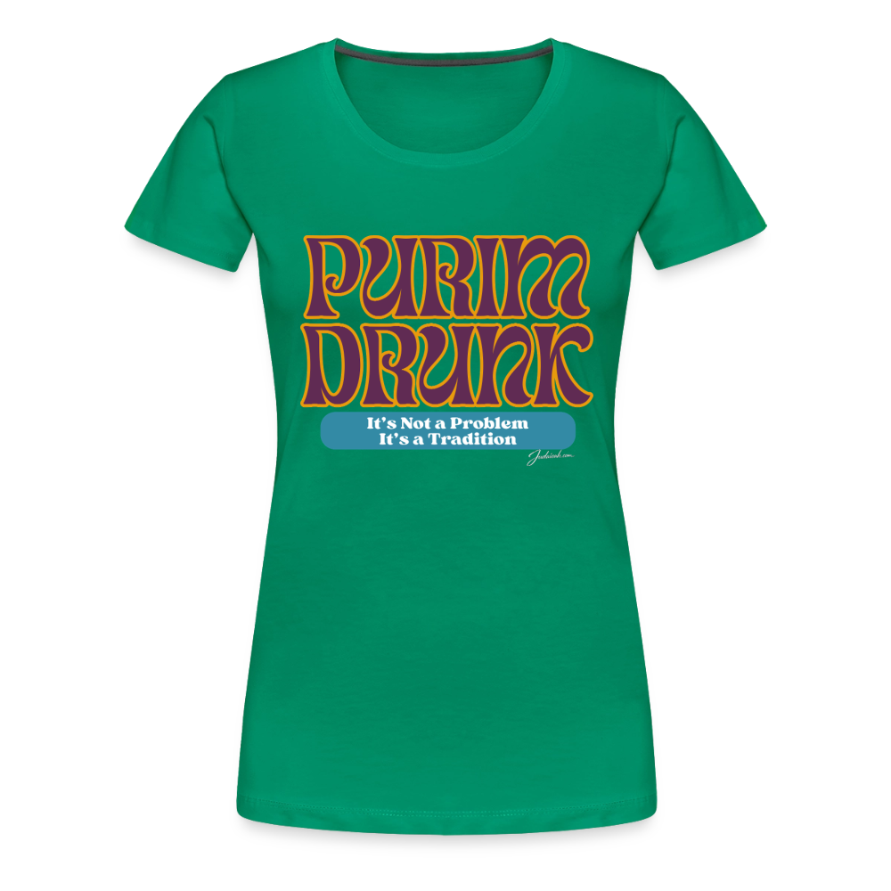 Purim Drunk Women’s Premium T-Shirt - kelly green