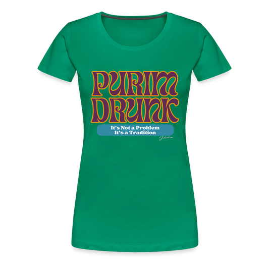Purim Drunk Women’s Premium T-Shirt - kelly green