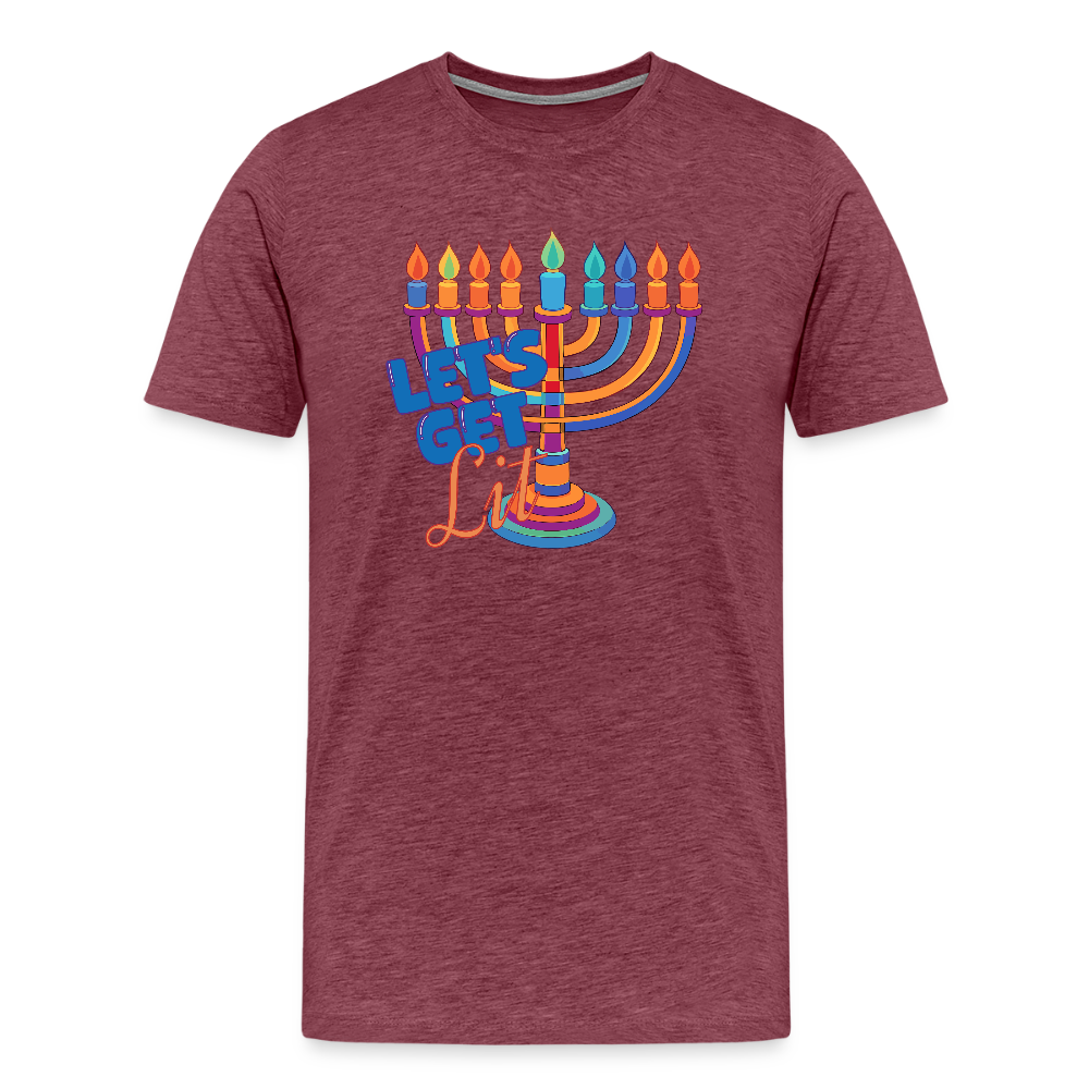 Let's Get Lit Menorah Men's Premium T-Shirt - heather burgundy