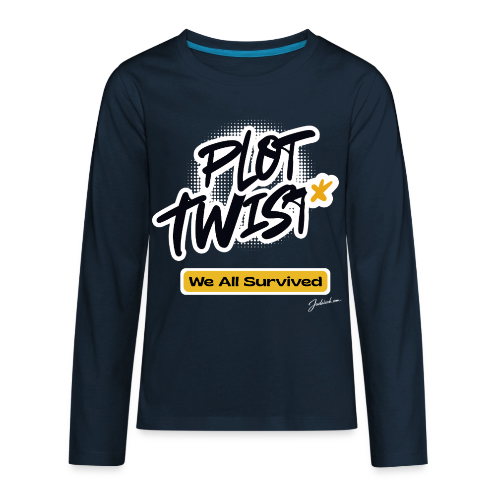 Plot Twist Kids' Premium Long Sleeve T-Shirt - deep navy