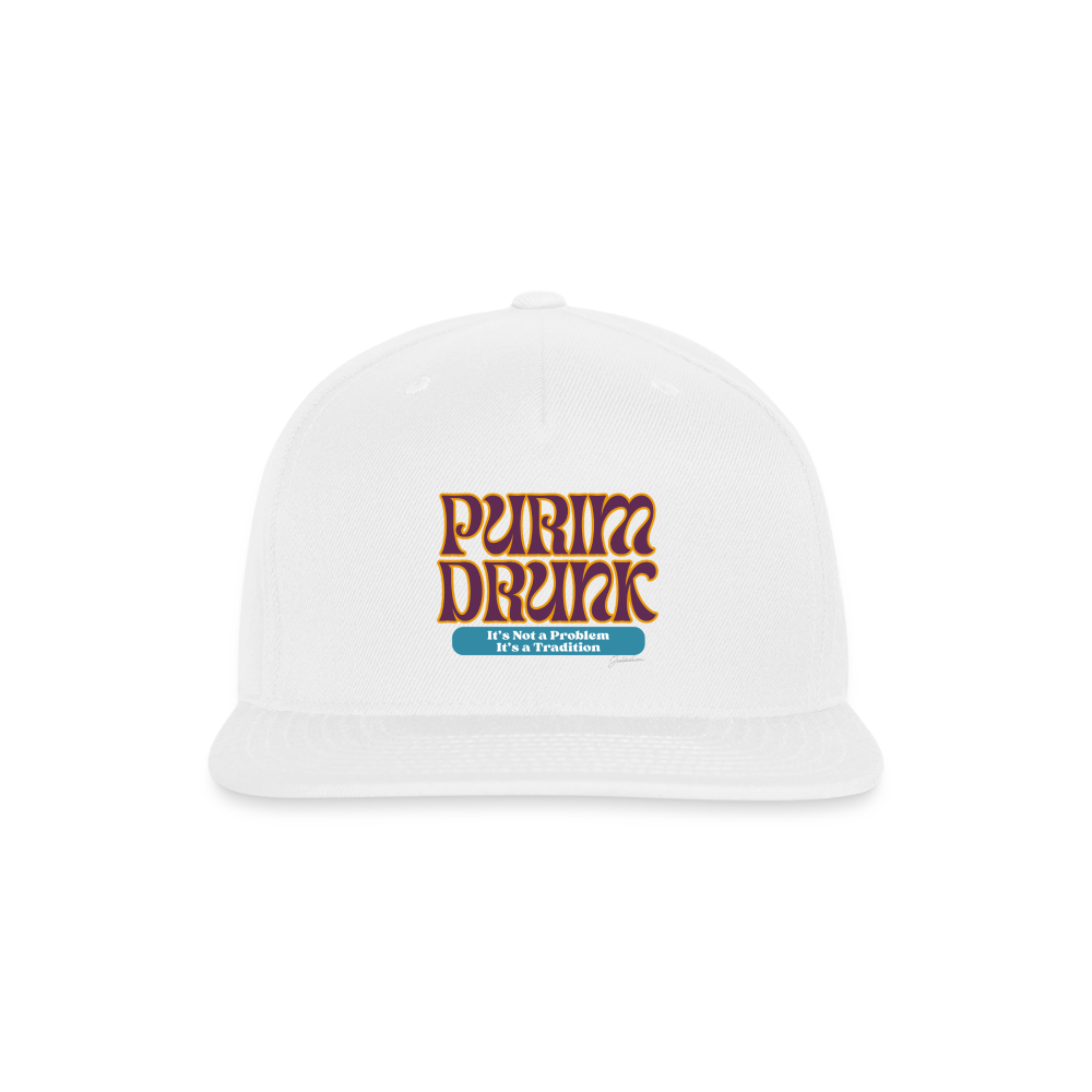 Purim Drunk Snapback Baseball Cap - white