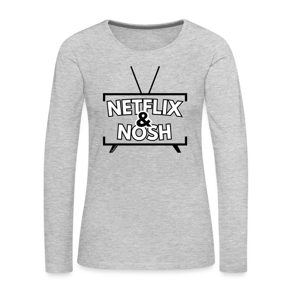 Netflix & Nosh Women's Premium Long Sleeve T-Shirt - heather gray