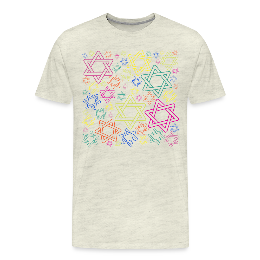Neon Star of David Festival Men's Premium T-Shirt - heather oatmeal