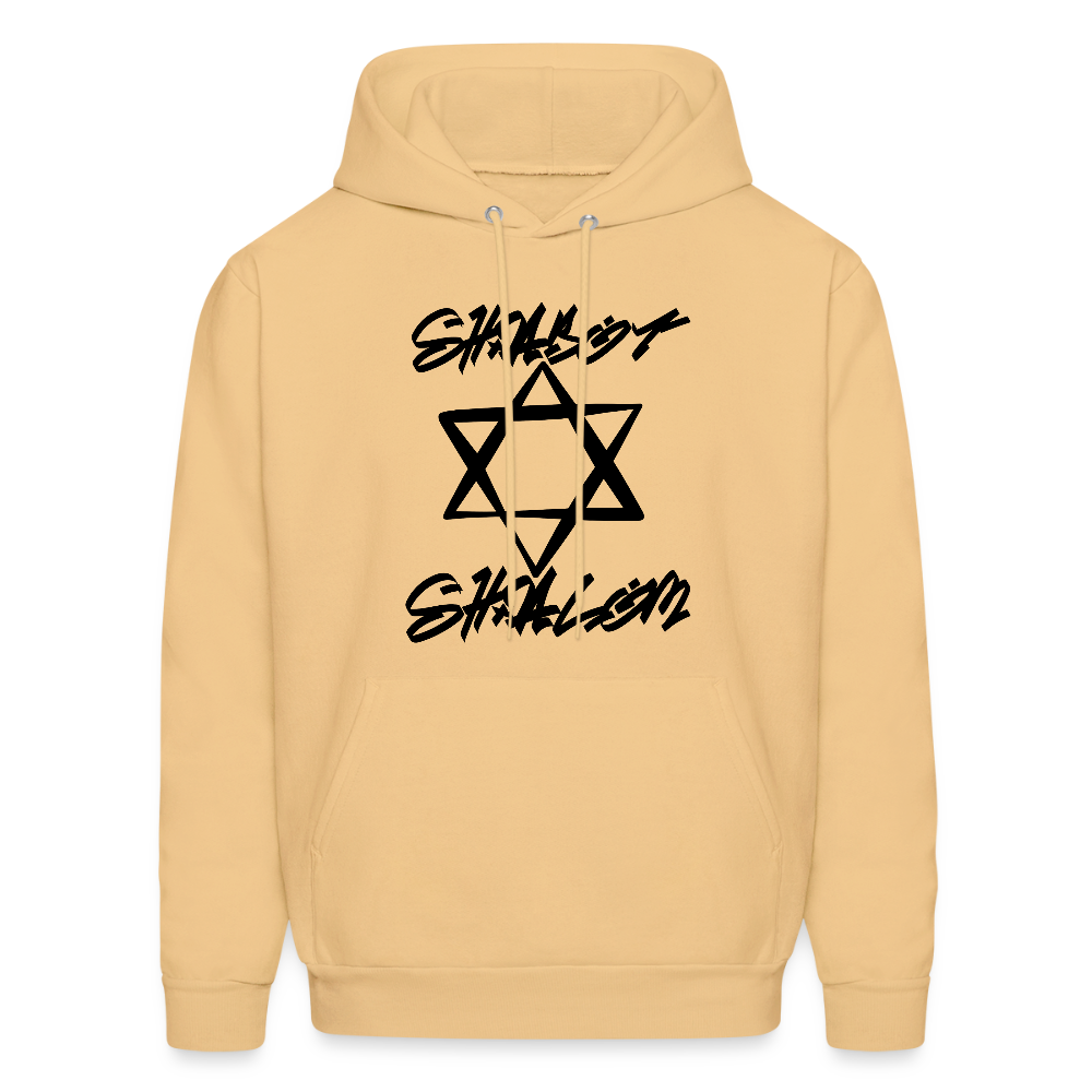Shabbat Shalom Graffiti Star Men's Hoodie - light gold 