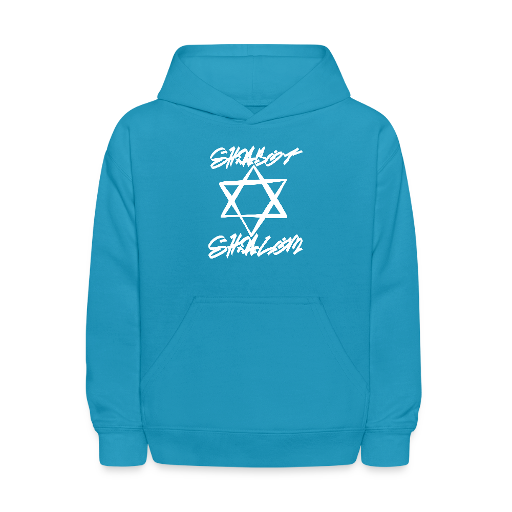 Shabbat Shalom Graffiti Light Star Kids' Hoodie - turquoise