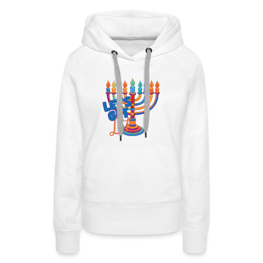 Let’s Get Lit Menorah Women’s Premium Hoodie - white