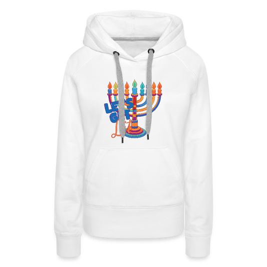 Let’s Get Lit Menorah Women’s Premium Hoodie - white