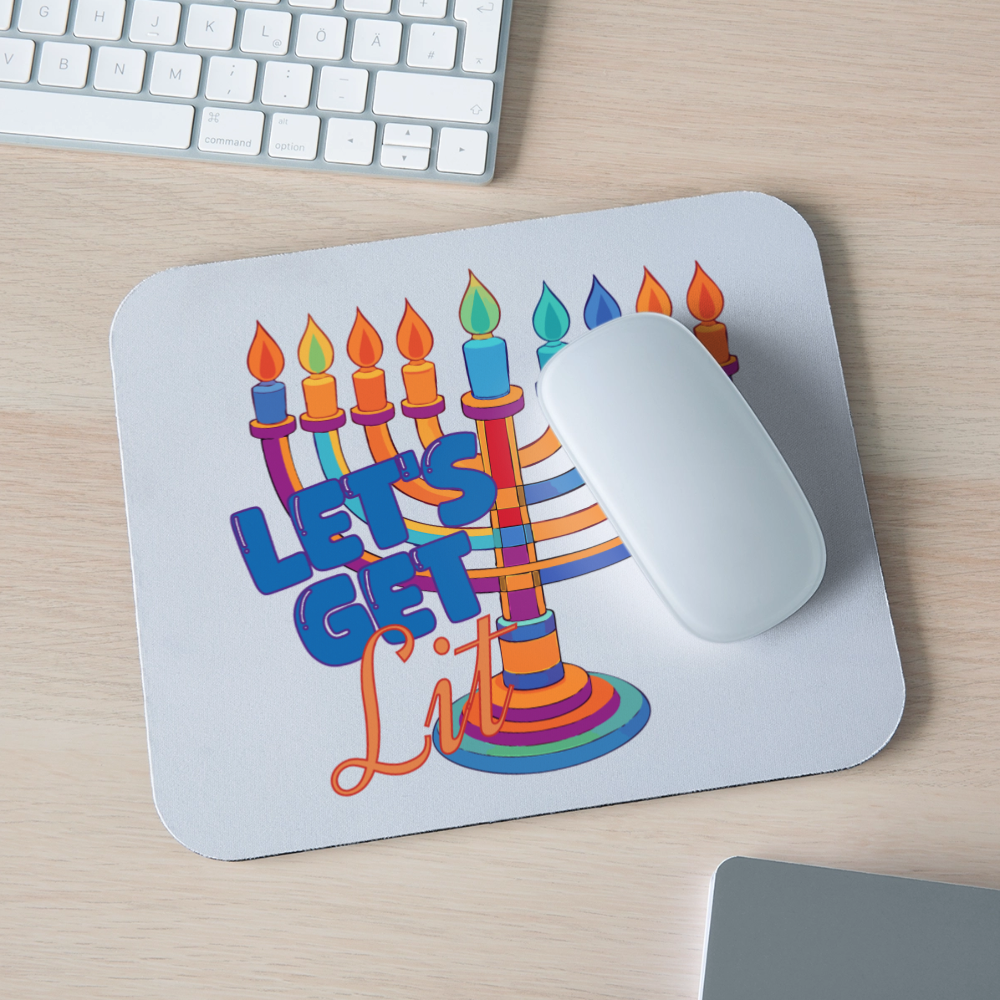 Let’s Get Lit Menorah Mouse pad Horizontal - white