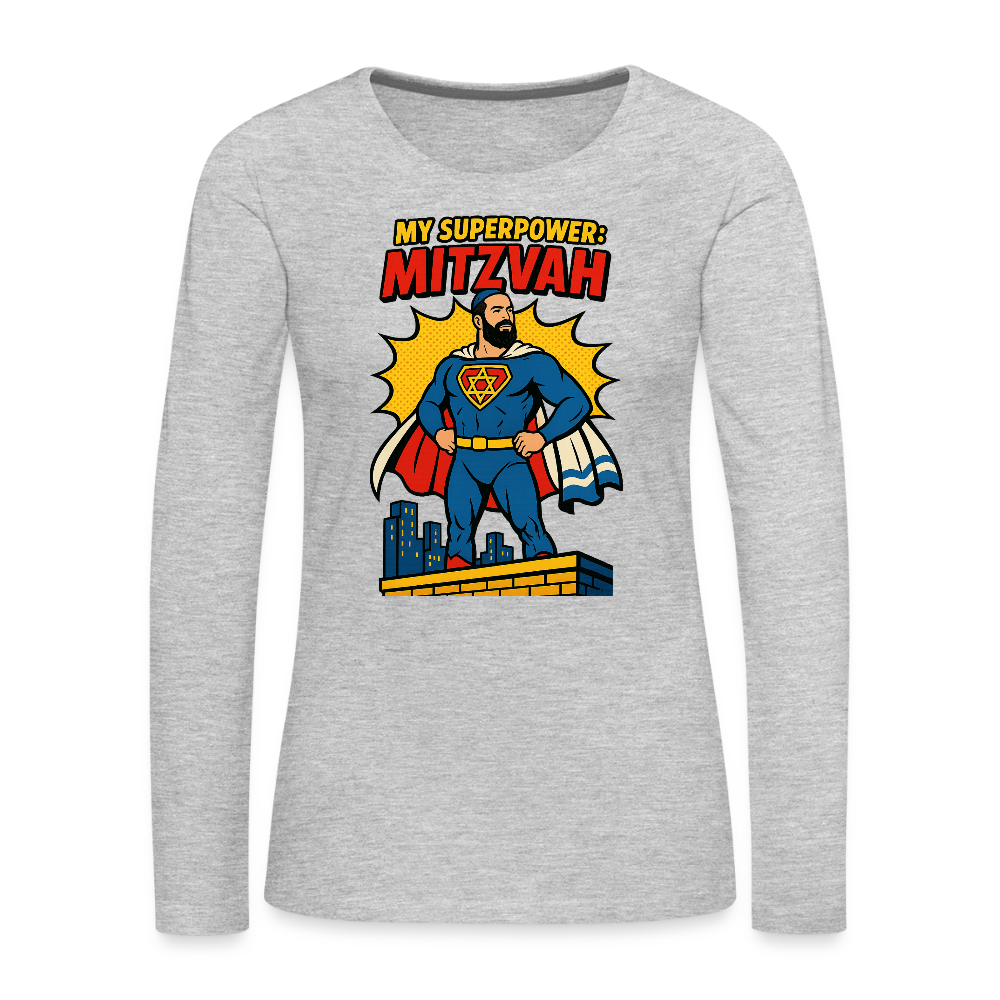 My Superpower: Mitzvah Women's Premium Long Sleeve T-Shirt - heather gray