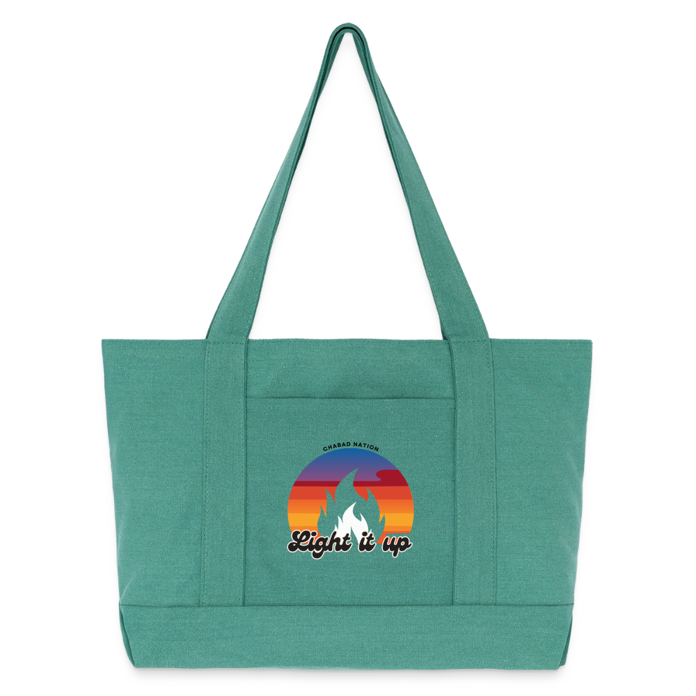 Light It Up Cotton Pigment Dyed Tote Bag - mermaid green