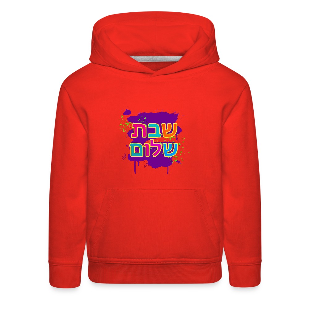 Shabbat Shalom Neon Pop Kids‘ Premium Hoodie - red