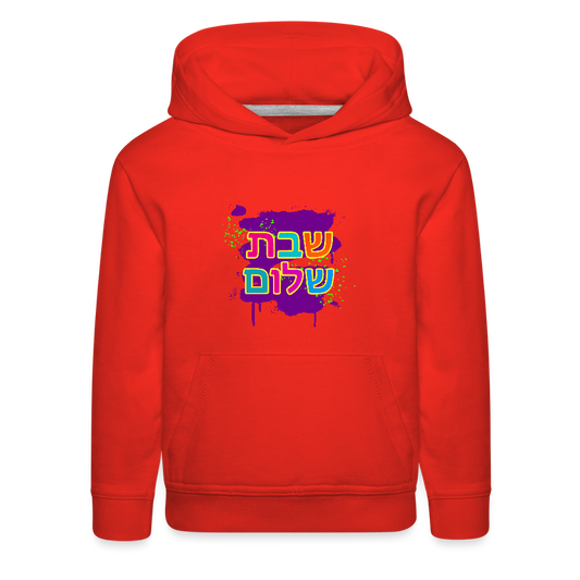 Shabbat Shalom Neon Pop Kids‘ Premium Hoodie - red