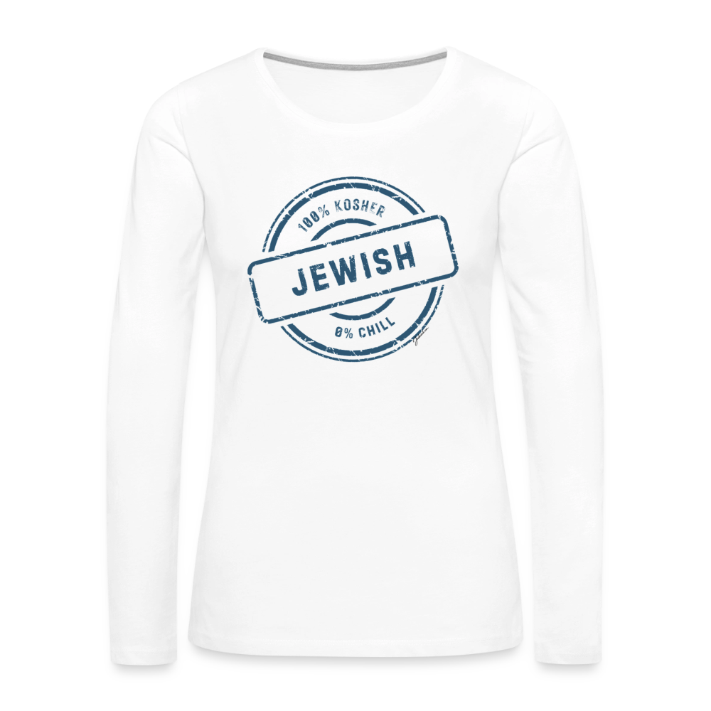 100% Jewish Women's Premium Long Sleeve T-Shirt - white