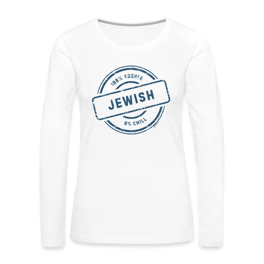 100% Jewish Women's Premium Long Sleeve T-Shirt - white