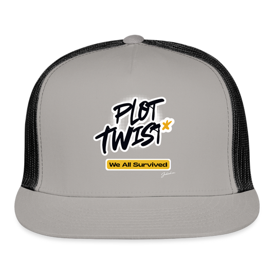 Plot Twist Trucker Hat - gray/black