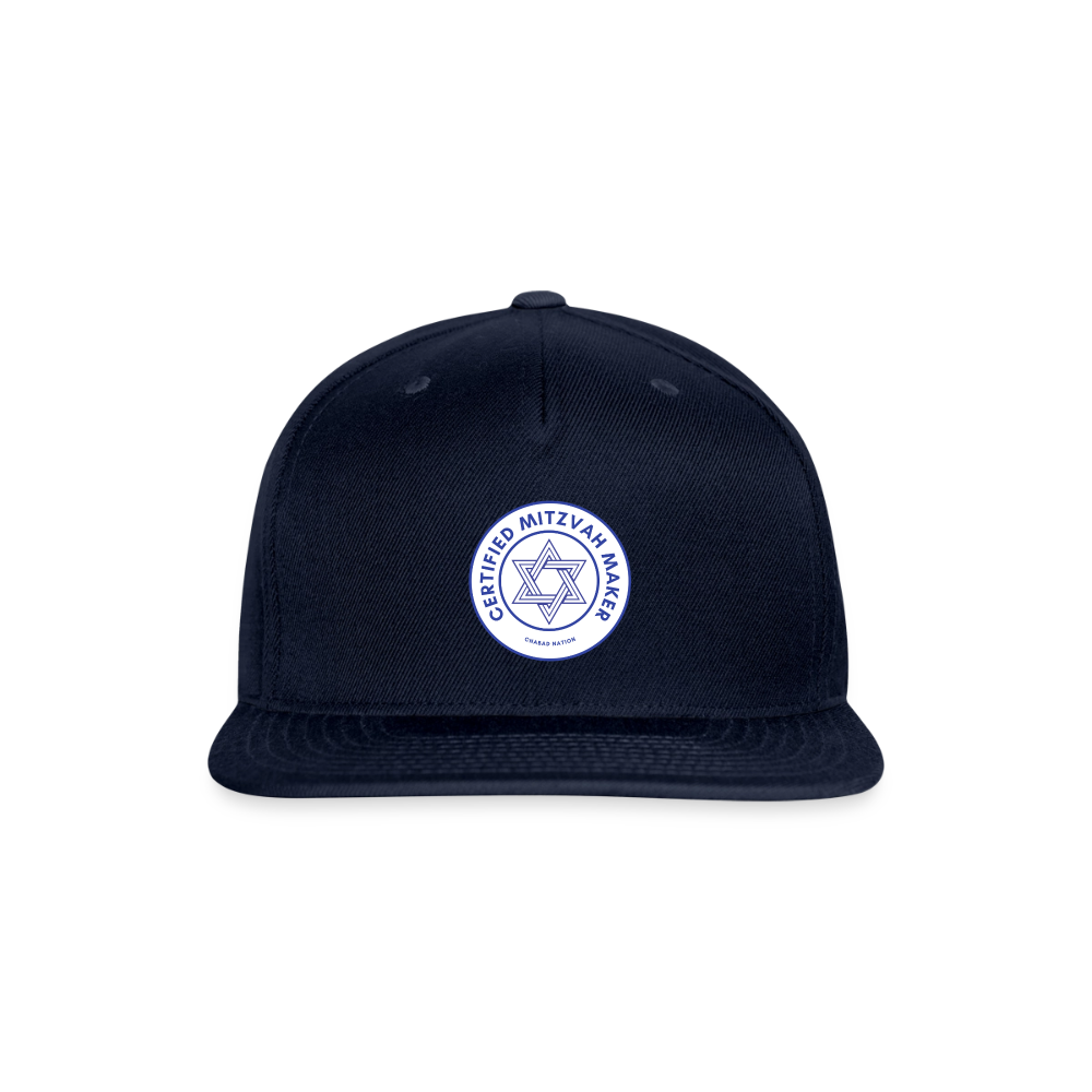 Certified Mitzvah Maker Snapback Baseball Cap - navy