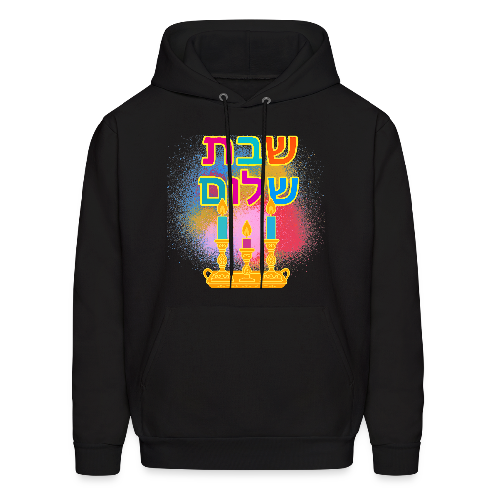 Shabbat Shalom  Neon Hebrew Art Men's Hoodie - black