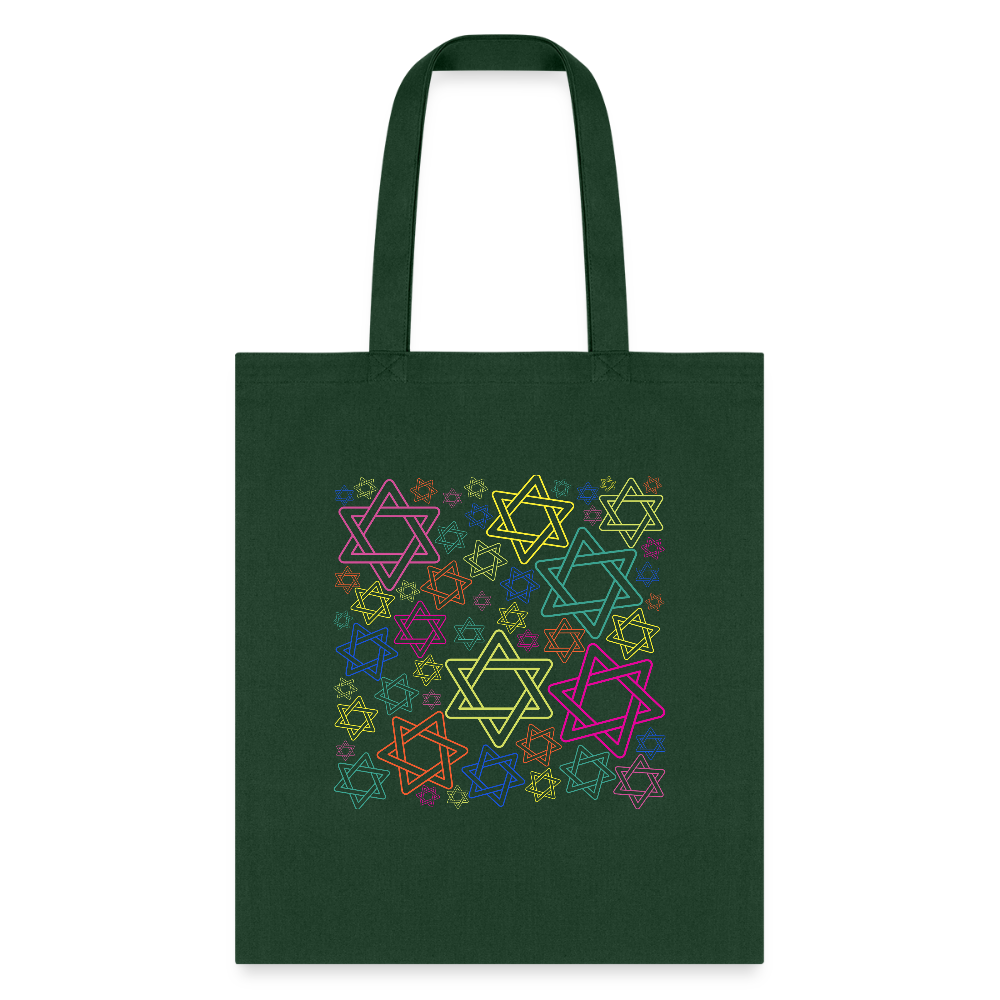 Neon Star of David Festival Tote Bag - forest green
