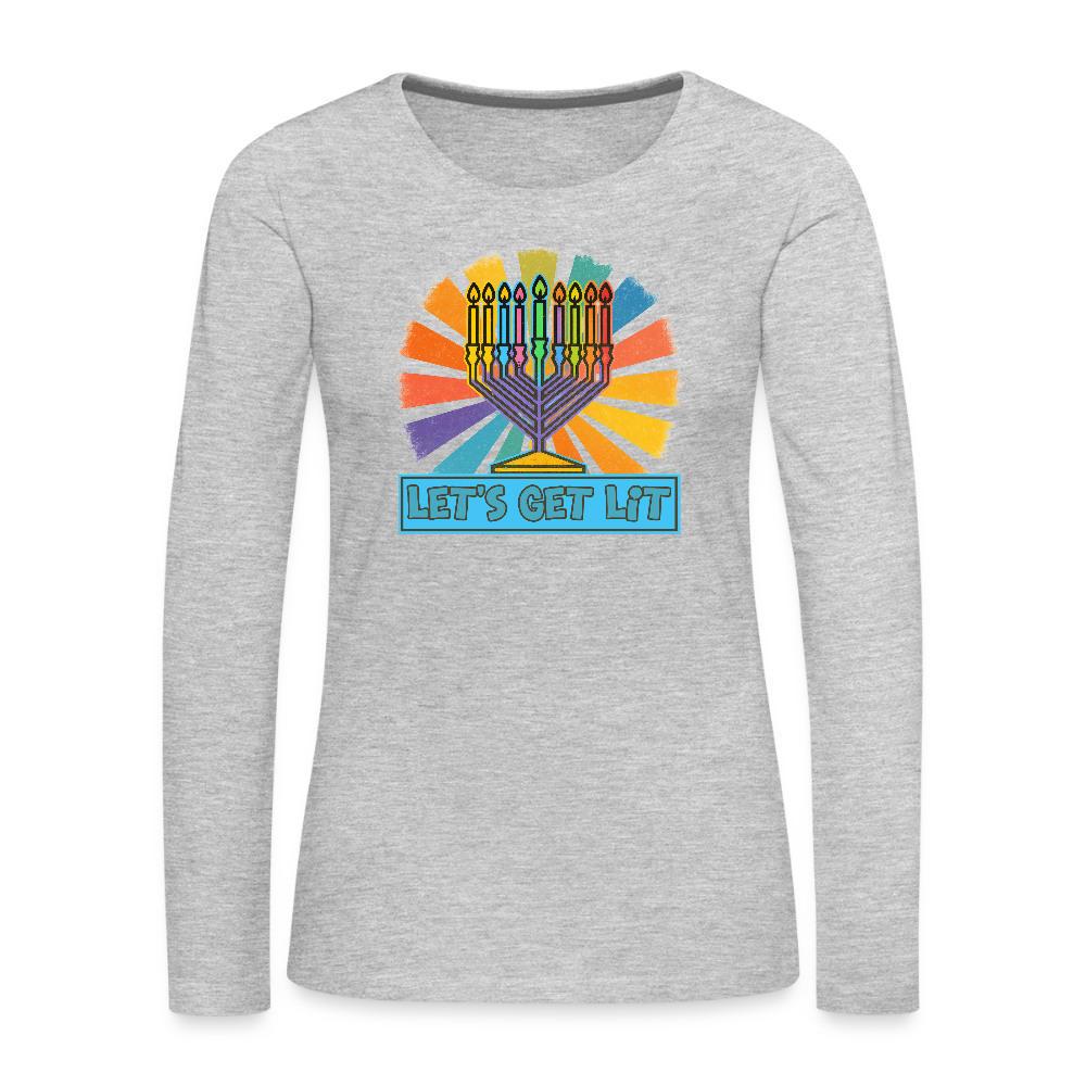 Radiant Retro Let's Get Lit Women's Premium Long Sleeve T-Shirt - heather gray