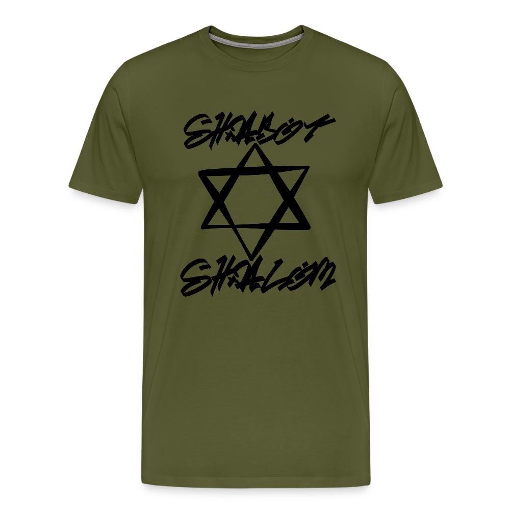 Shabbat Shalom Graffiti Star Men's Premium T-Shirt - olive green