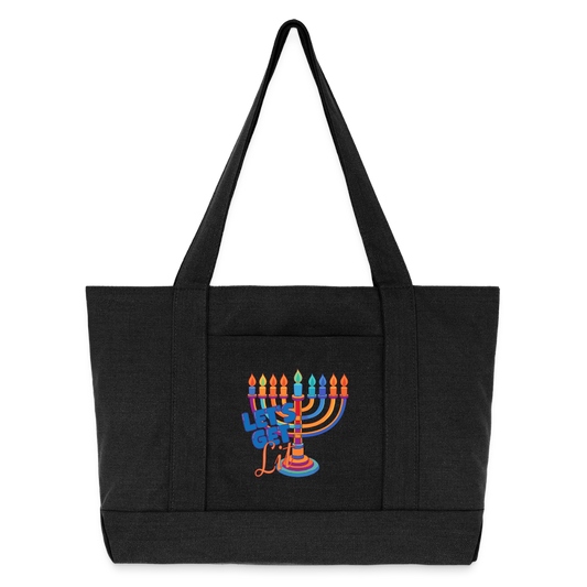 Let’s Get Lit Menorah Cotton Pigment Dyed Tote Bag - washed black
