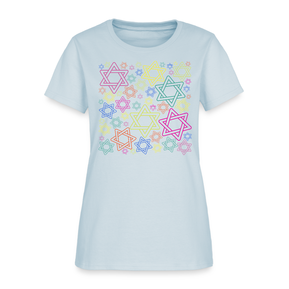 Neon Star of David Festival Women's T-Shirt - light blue