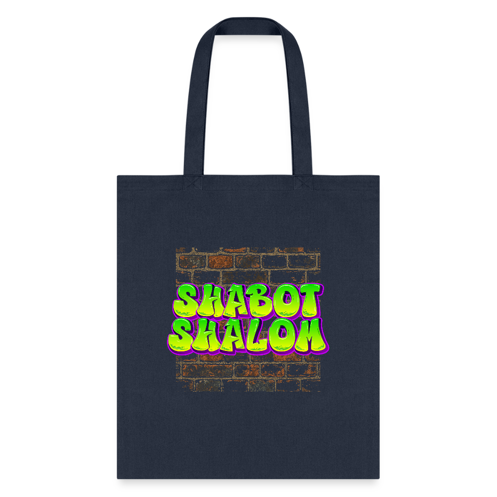 Shabot Shalom Brick 770 Graffiti Tote Bag - navy