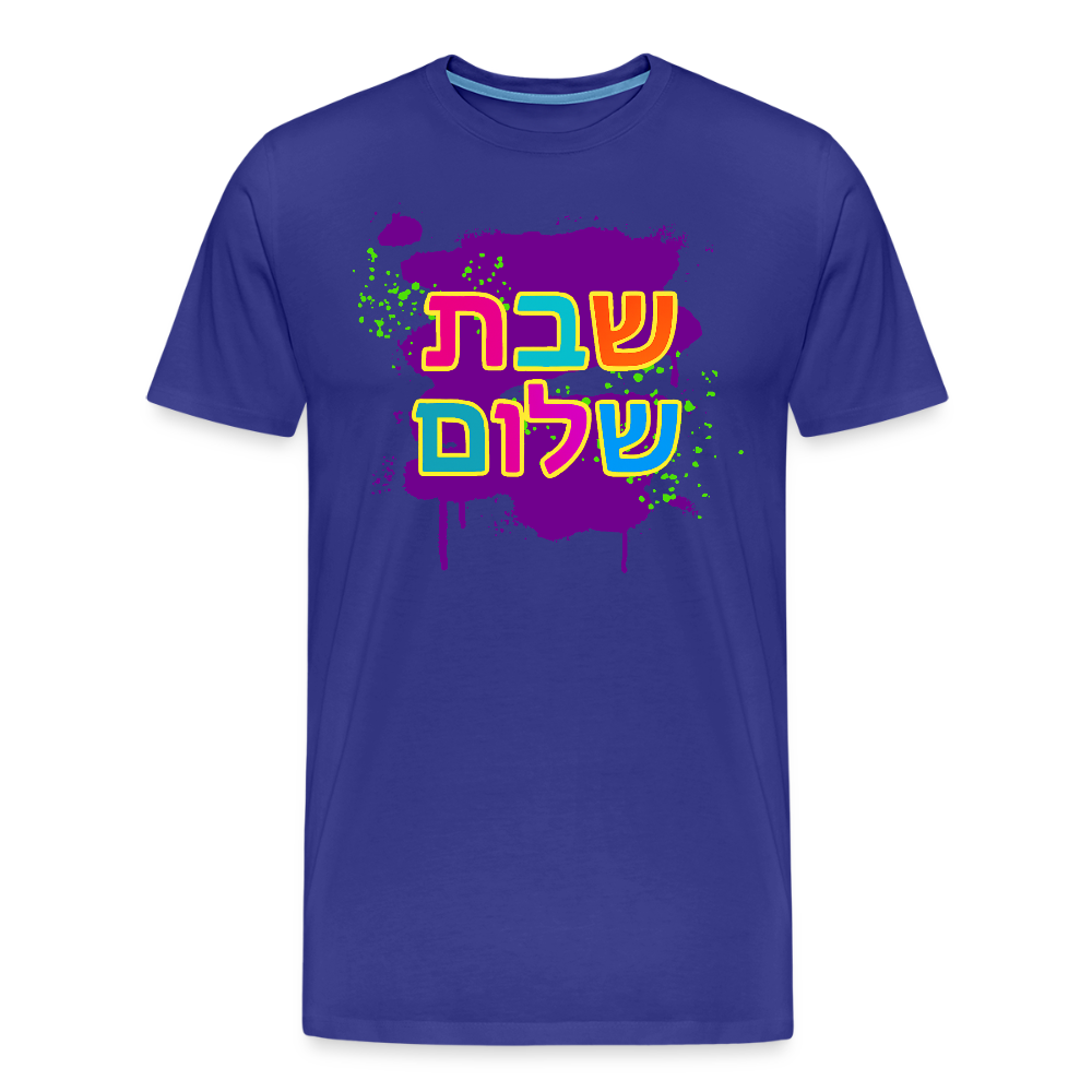 Shabbat Shalom Neon Pop Men's Premium T-Shirt - royal blue