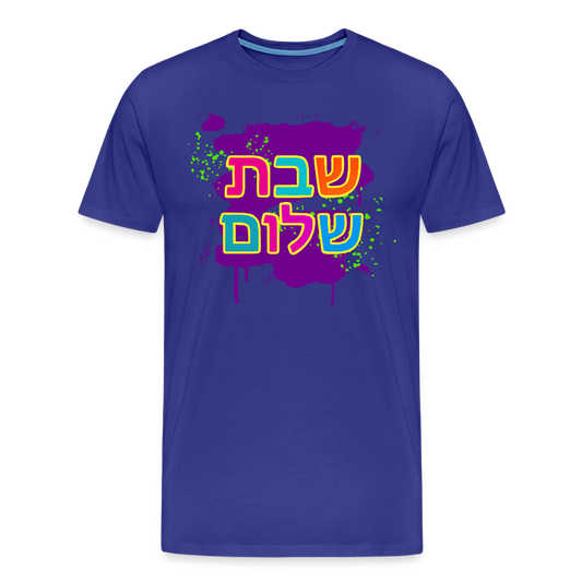 Shabbat Shalom Neon Pop Men's Premium T-Shirt - royal blue
