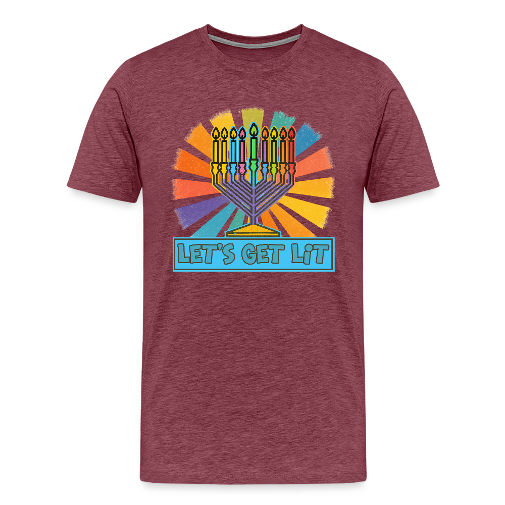 Radiant Retro Let's Get Lit Menorah Men's Premium T-Shirt - heather burgundy