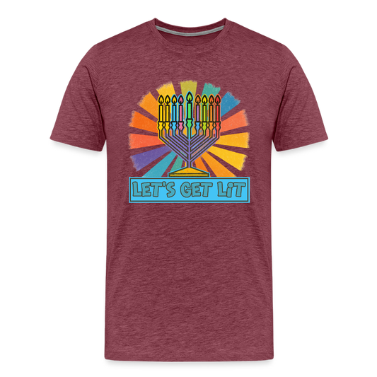 Radiant Retro Let's Get Lit Menorah Men's Premium T-Shirt - heather burgundy