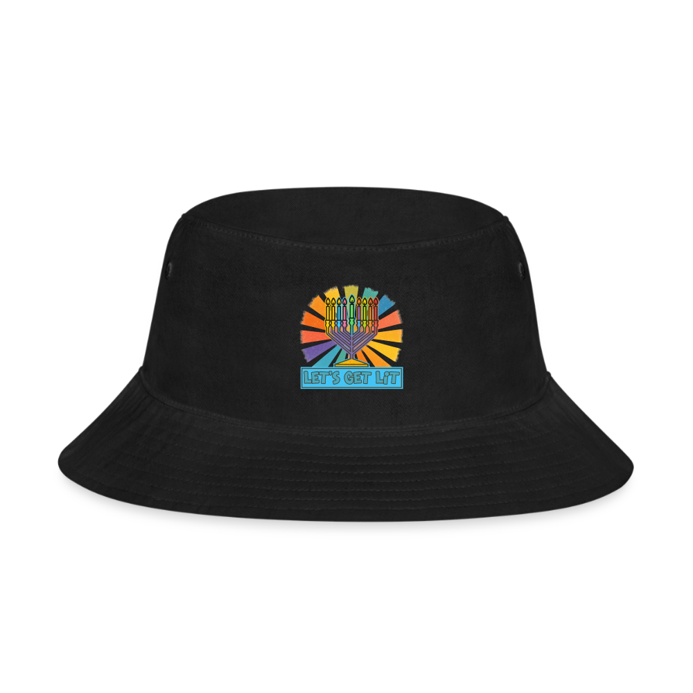 Radiant Retro “Let’s Get Lit” Menorah Bucket Hat - black