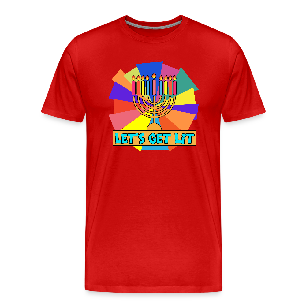 Glow & Get Lit Chanukah Menorah Men's Premium T-Shirt - red