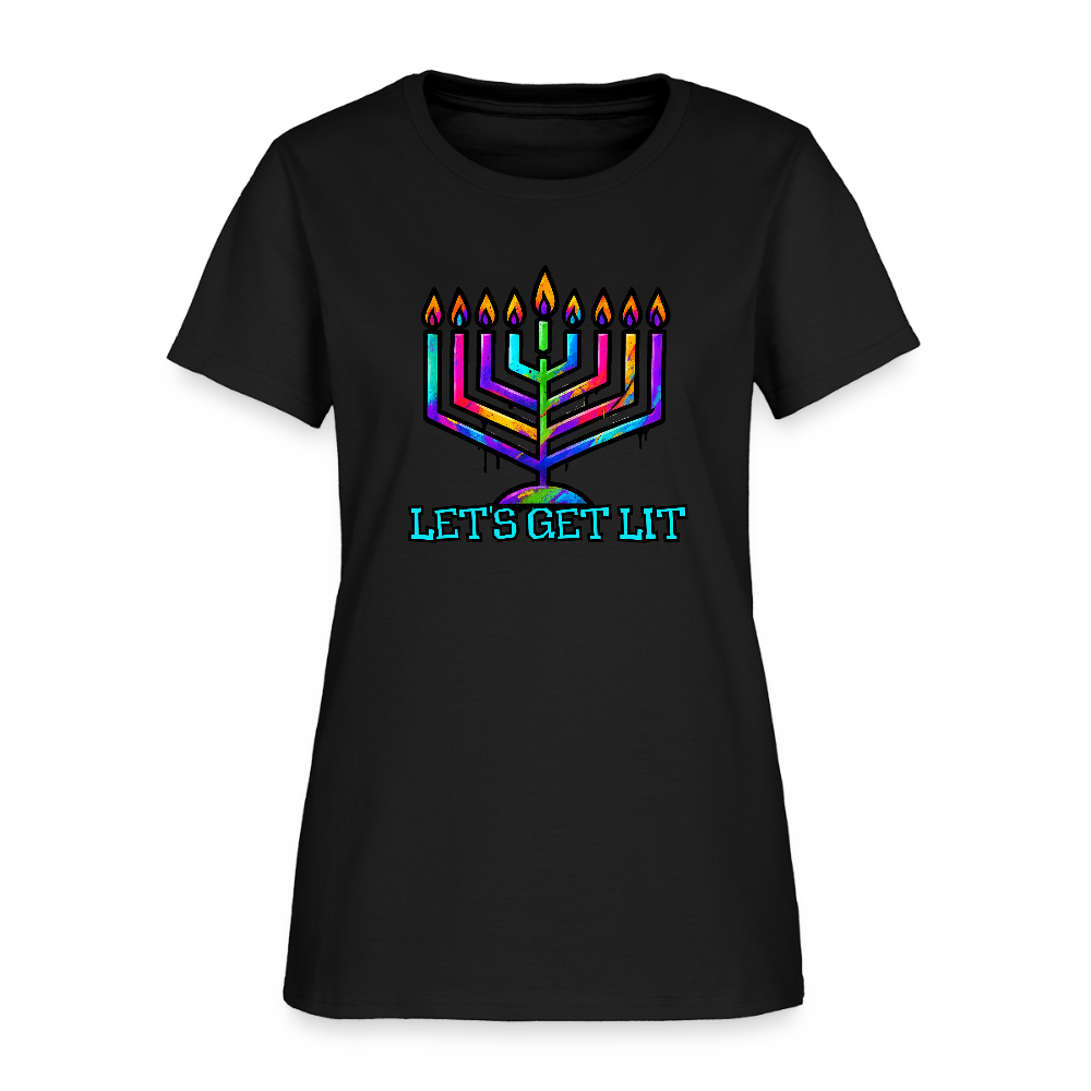 Let's Get Lit Chabad Menorah Women's T-Shirt - black