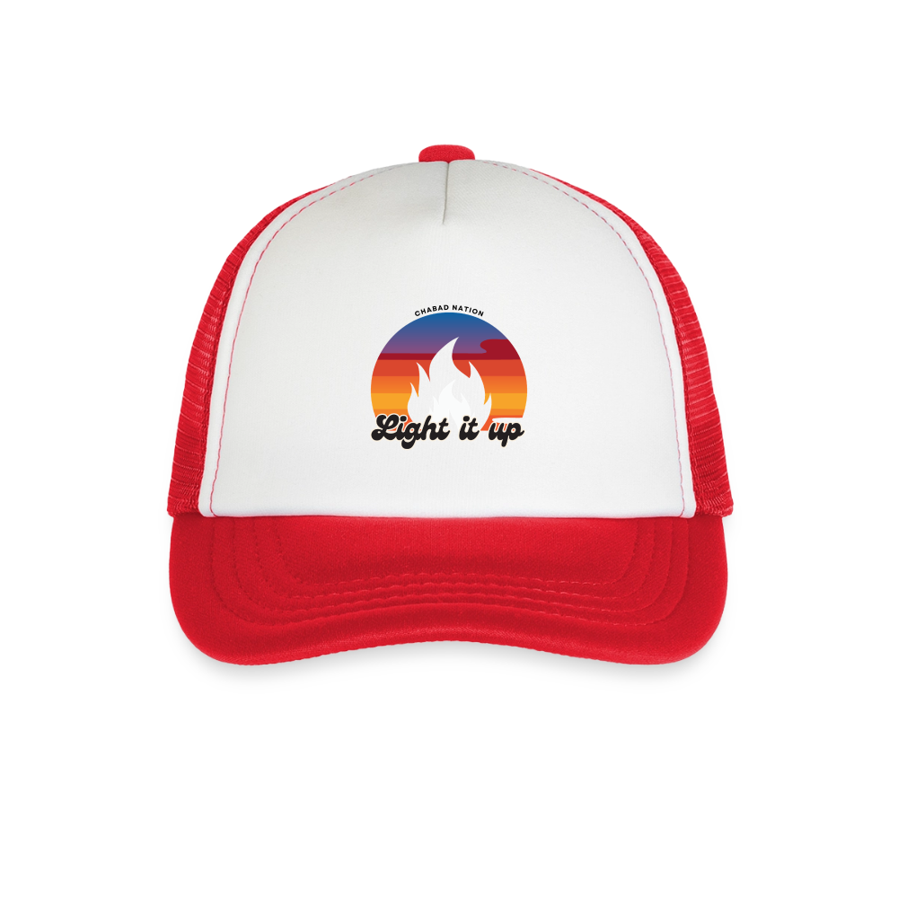 Light It Up Kid's Trucker Cap - white/red