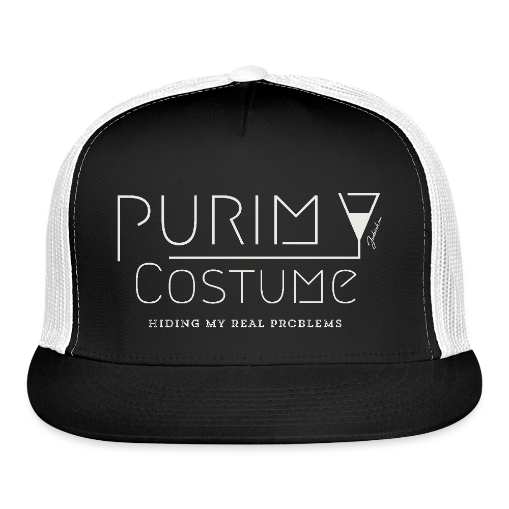 Purim Costume Trucker Hat - black/white