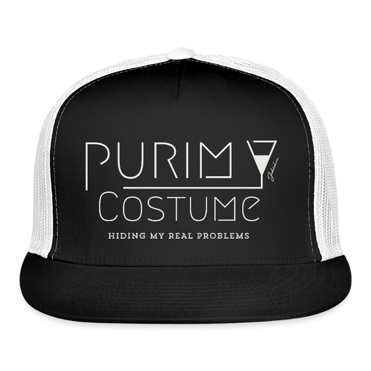 Purim Costume Trucker Hat - black/white
