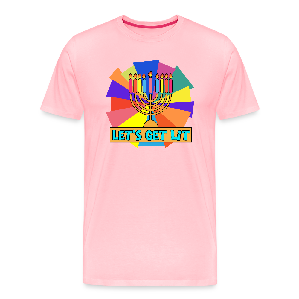 Glow & Get Lit Chanukah Menorah Men's Premium T-Shirt - pink